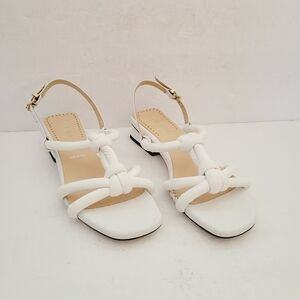 NEW Ron White Blaise White knotted Slingback Sandals Size 7.5 US